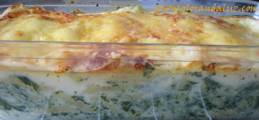 Macarrones gratinados con espinacas