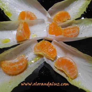 endivias con mandarinas Aperitivo de endivias y mandarinas