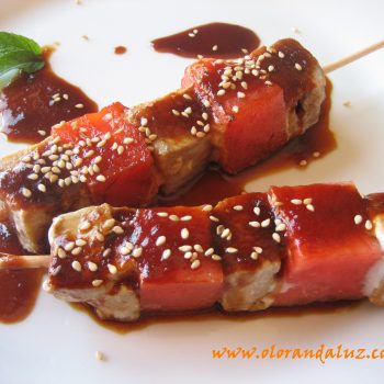 brochetas de atun y sandia Brochetas de atún y sandía