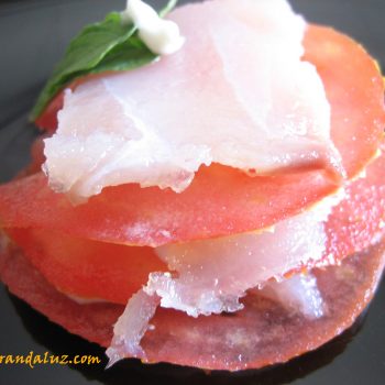 Torre-tomate-bacalao-ahumado Torre de tomate y bacalao ahumado #DiaDeLaDiabetes